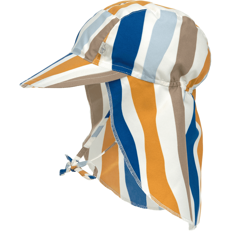 LÄSSIG Chapeau de soleil UV avec protection de cou vagues bleu blanc