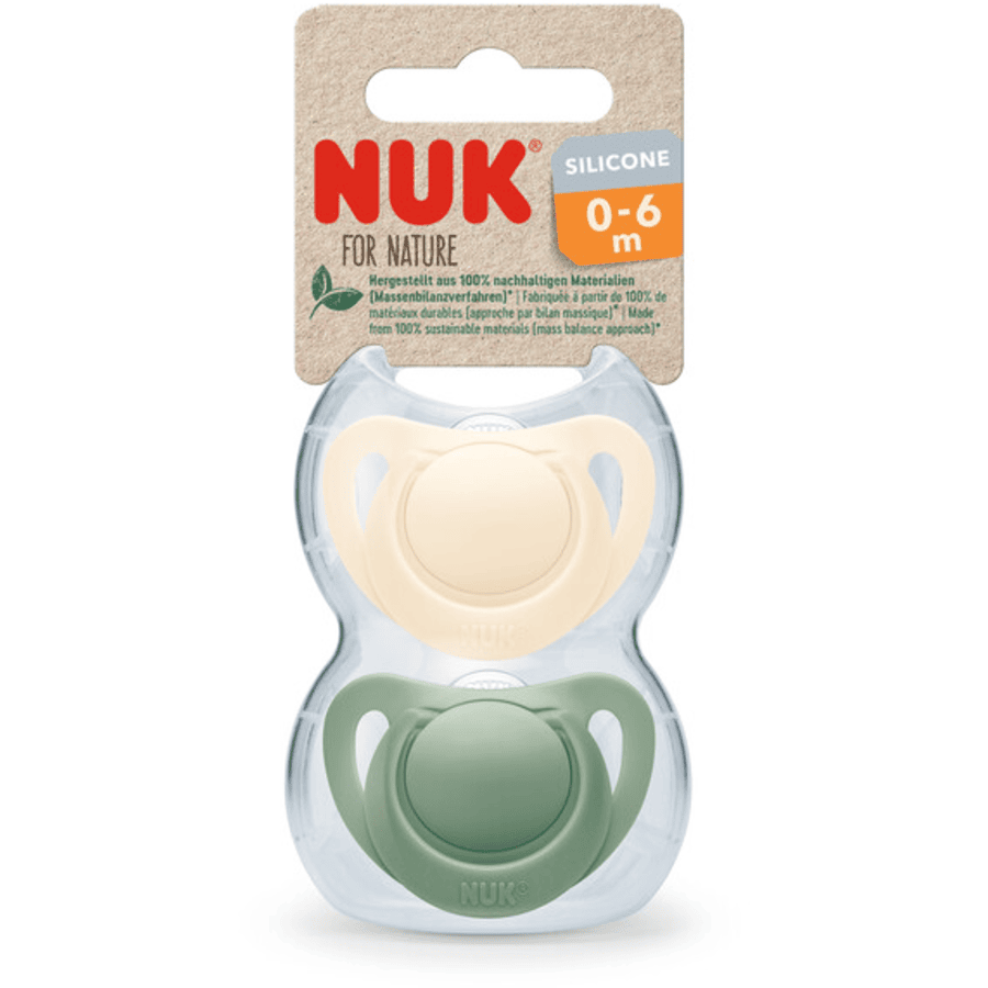 NUK Dummy For Nature Silikoni 0-6 kk vihreä / kerma 2-pack 2-pack