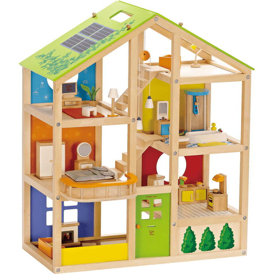 HAPE Casa de madera "Cuatro Estaciones", con muebles (35 piezas)
