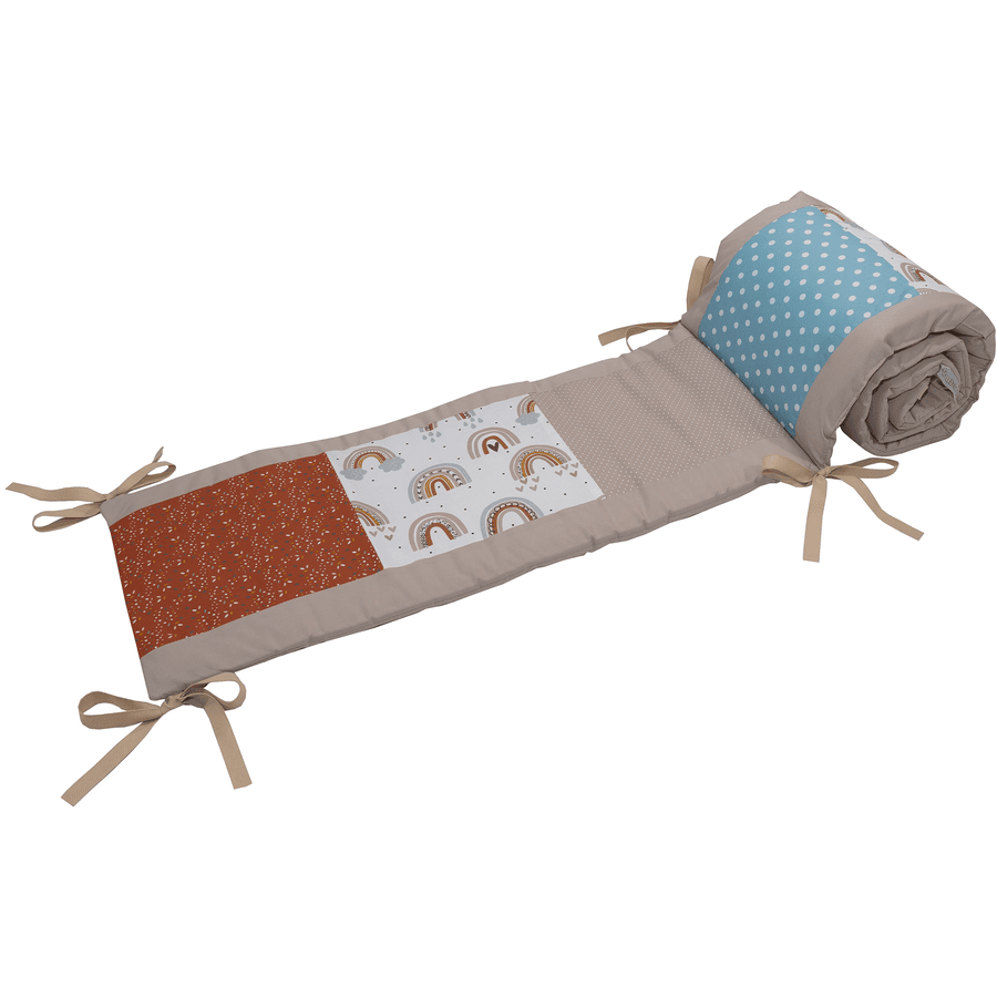 Ullenboom Patchwork -Nest voor babybed 140x70 cm regenboog (210 cm hoofdoppervlak)