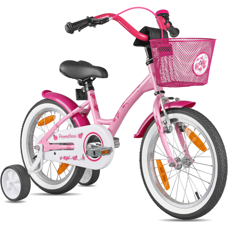 PROMETHEUS BICYCLES® Polkupyörä Hawk 16:n tuuman renkaat, vaaleanpunainen / valkoinen