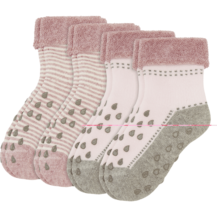 Camano Baby ABS-sokker kravler 4-pak kridt pink mix