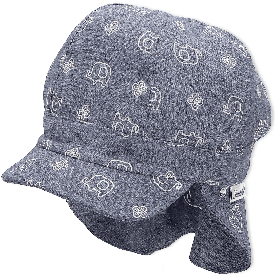 Sterntaler Oboustranná čepice s kšiltem a ochranou krku Elephant Blue 
