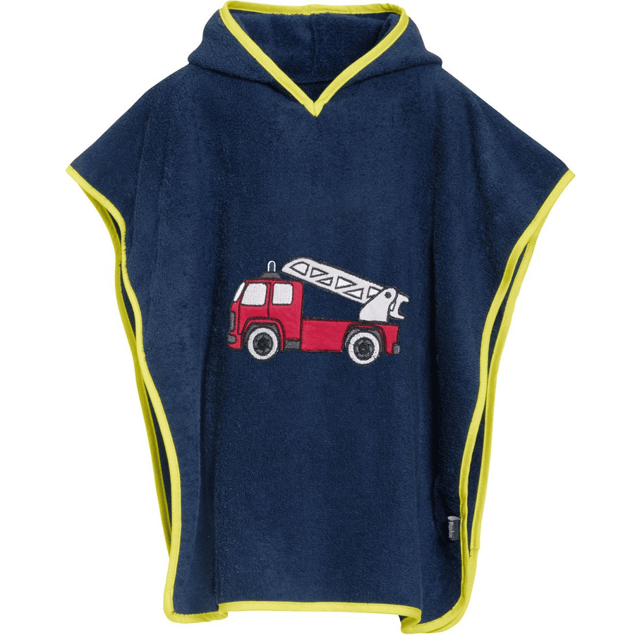 Playshoes Poncho de bain enfant éponge pompier bleu marine