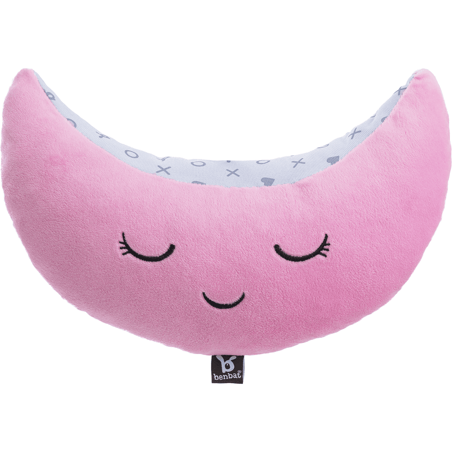 BENBAT Travel Cushion Mooni för fastsättning på säkerhetsbälte/huvudstöd rosa