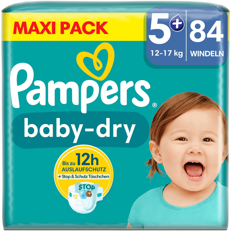 Pampers Baby-Dry blöjor, storlek 5+, 12-17 kg, maxiförpackning (1 x 84 blöjor)