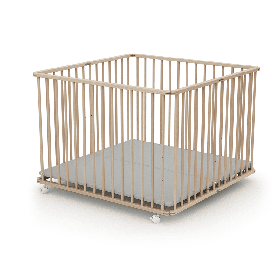 WEBABY Corral plegable 100 x 100 cm haya sin tratar