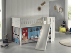 VIPACK Lit mezzanine enfant rideau SCOTT Pet Shop blanc 90x200 cm