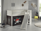 VIPACK Lit mezzanine enfant rideau SCOTT Caribian Pirate blanc 90x200 cm