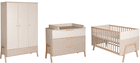 Schardt Chambre bébé trio lit armoire 3 portes commode Happy Carat beige/Connery naturel bois 70x140 cm