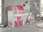 VIPACK Lit mezzanine enfant rideau SCOTT Princess 2 pièces blanc 90x200 cm