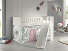 VIPACK Lit mezzanine enfant rideau SCOTT Birdy bois blanc 90x200 cm